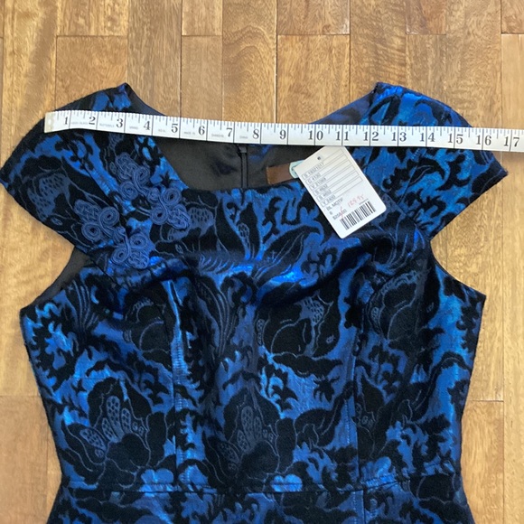 NWT Anthropologie Eva Franco blue/black damask floral dress size 6 - Picture 7 of 9